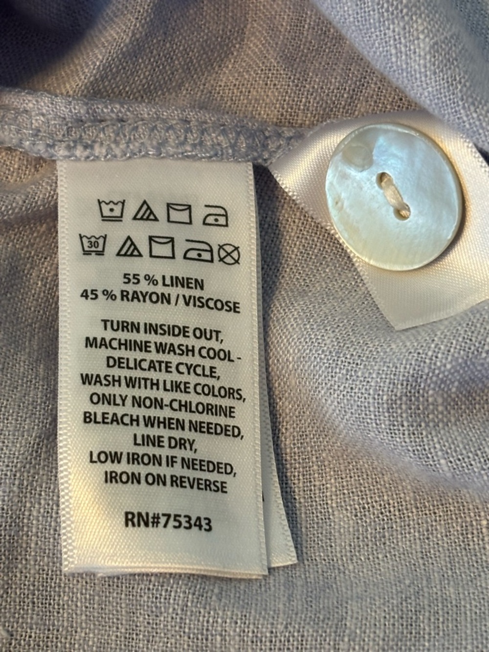 Sigrid Olsen Light Blue V-Neck Tunic with Side Button Detail - Picture 11 of 11